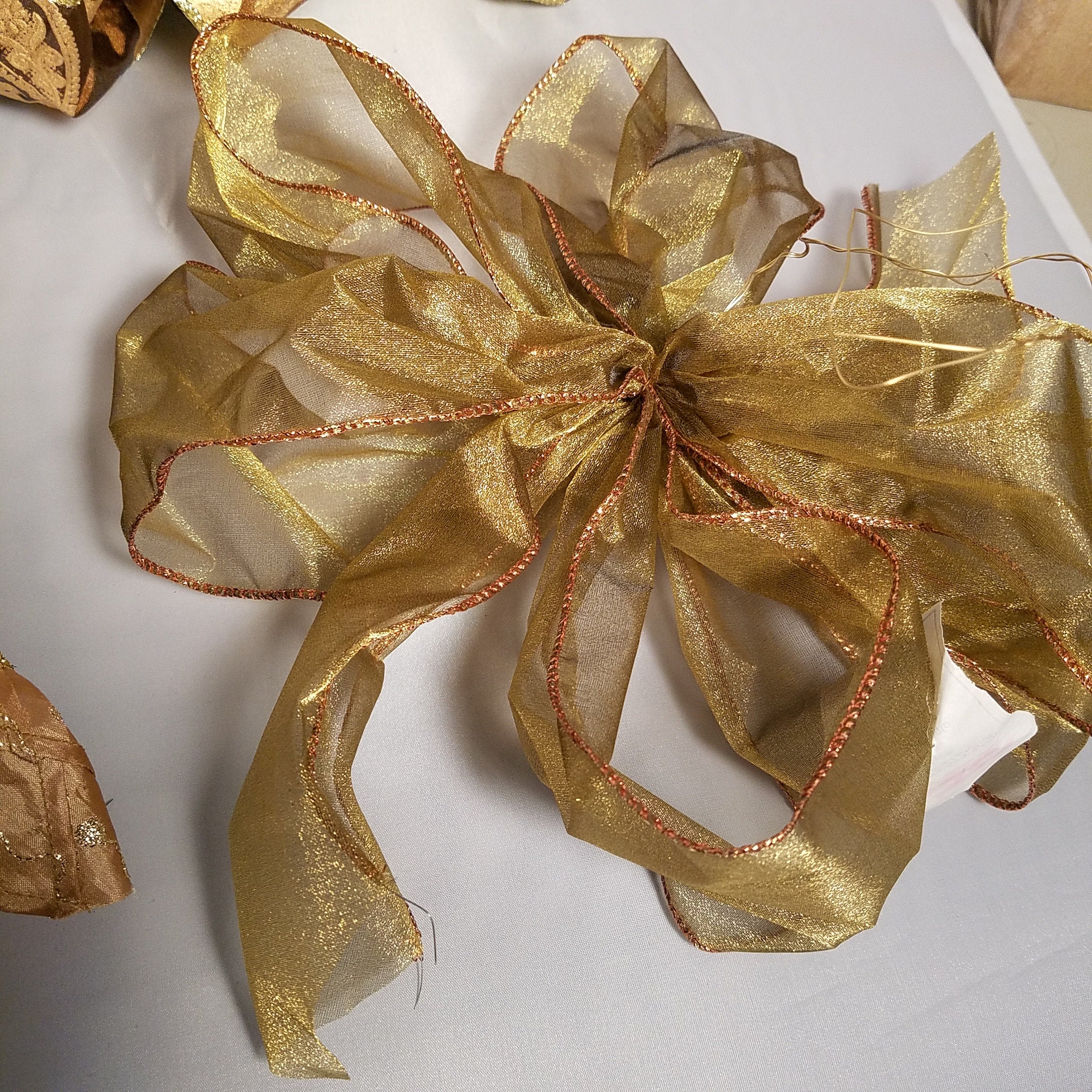 3 Wreath BowsPackage BowsWired Ribbon BowsBrown/Gold Etsy