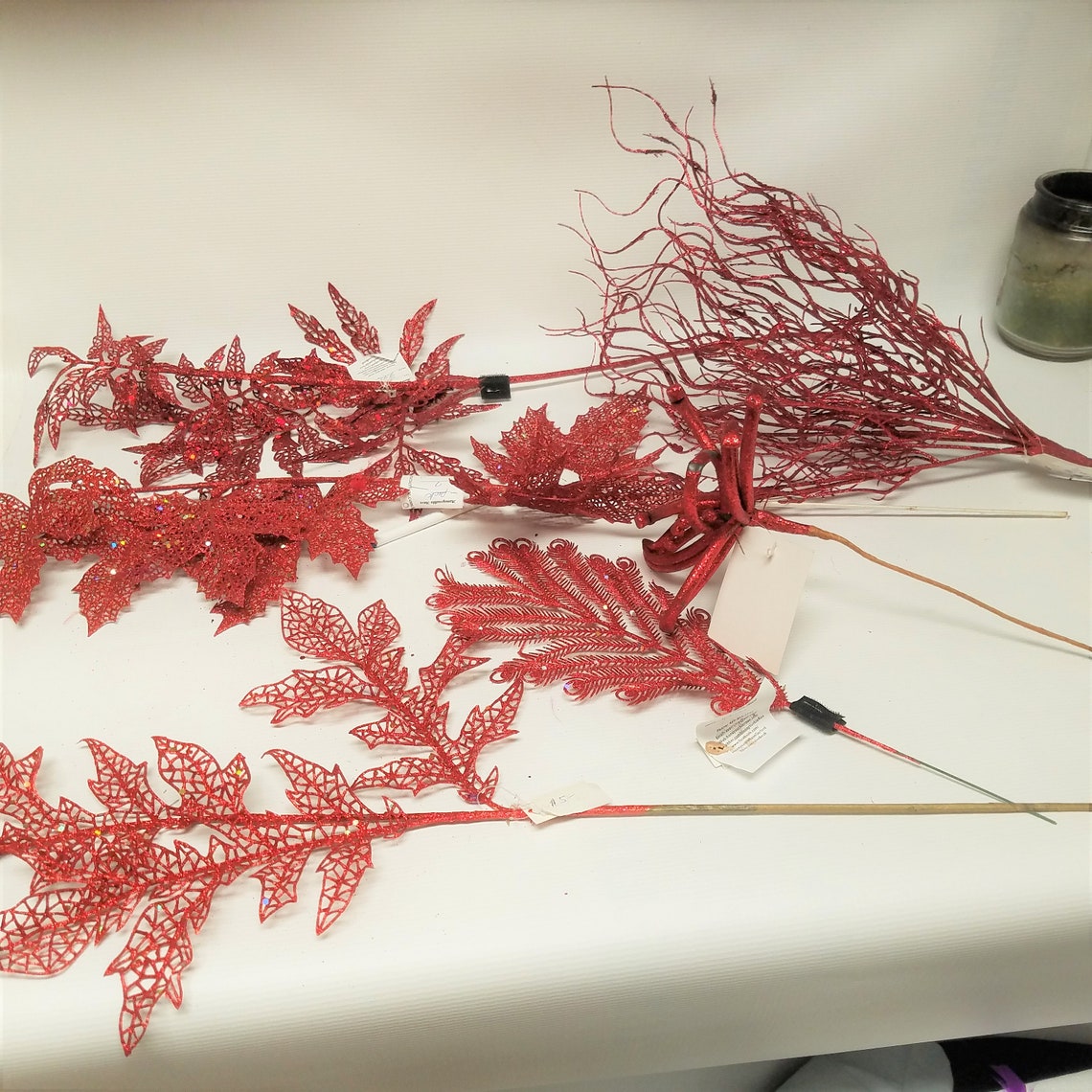 50 pieces Faux Floral StemsBead Encrusted PicsGlitter Etsy