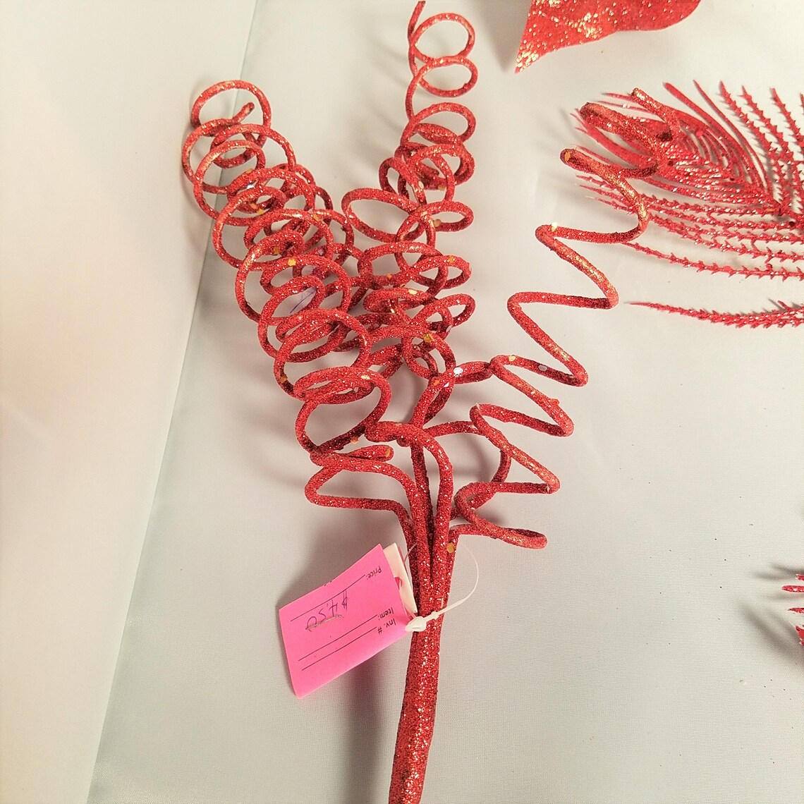 Buy 7 Faux Floral Stemsred Glitter Sequined Christmas Stemsfaux