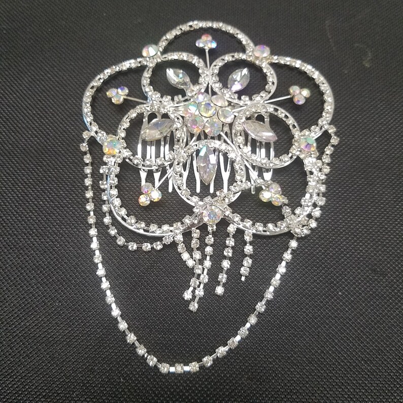 J Large Rhinestone Hair Comb Bridal Accessory Prom Christmas 2 available