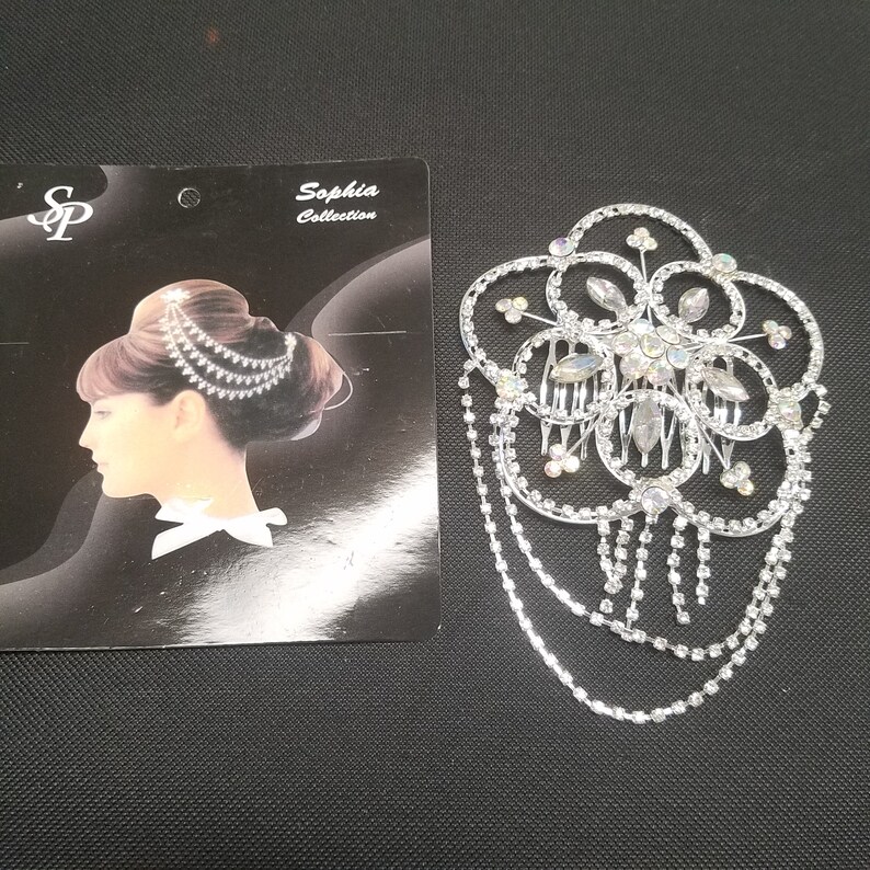 J Large Rhinestone Hair Comb Bridal Accessory Prom Christmas 2 available