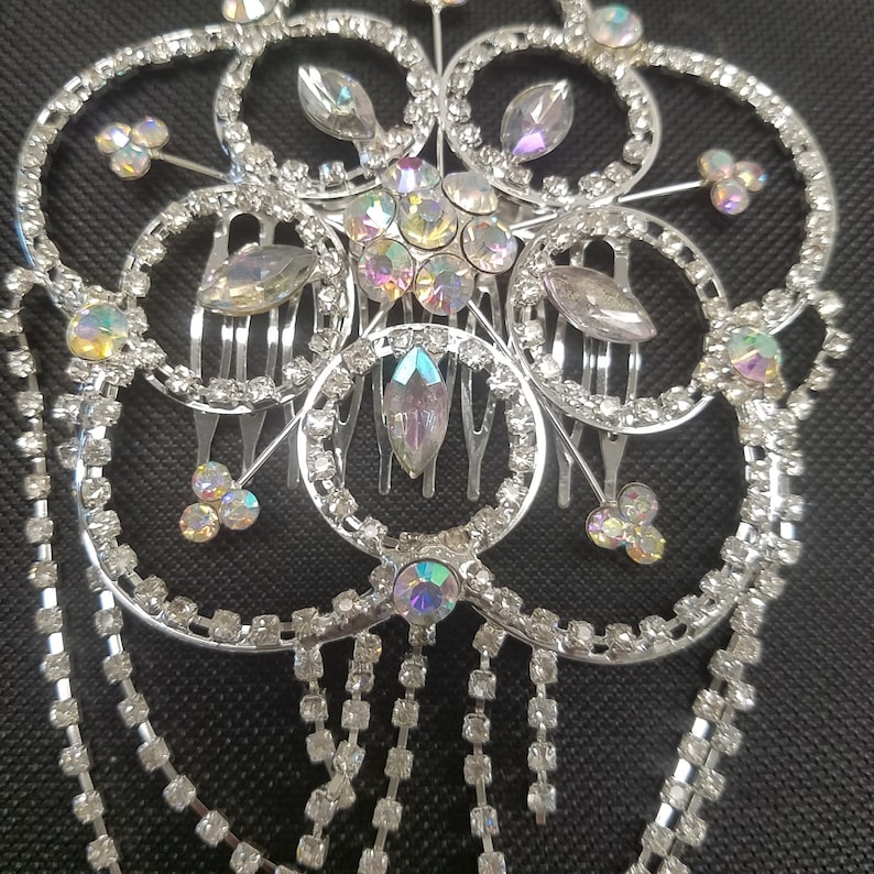 J Large Rhinestone Hair Comb Bridal Accessory Prom Christmas 2 available