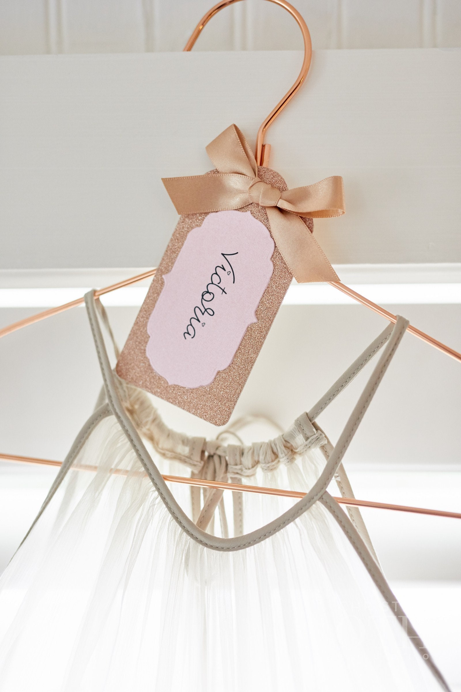Rose Gold Bridal Hanger with Personalized Label