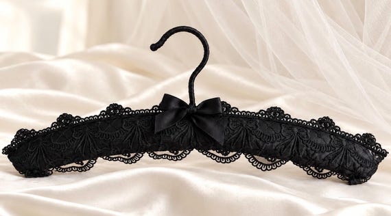 Black Embroidered Lace Wedding Hanger