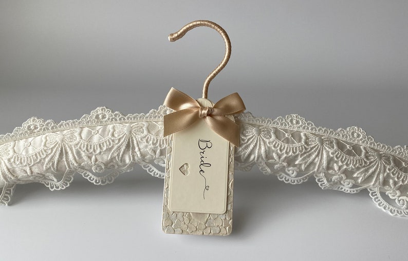 Wedding Dress Hanger. Bridal Hanger. Wedding Hangers. Personalized Hangers.Lace Wedding Hanger.Wedding Hanger Names. Gift Bride to be Hanger image 3