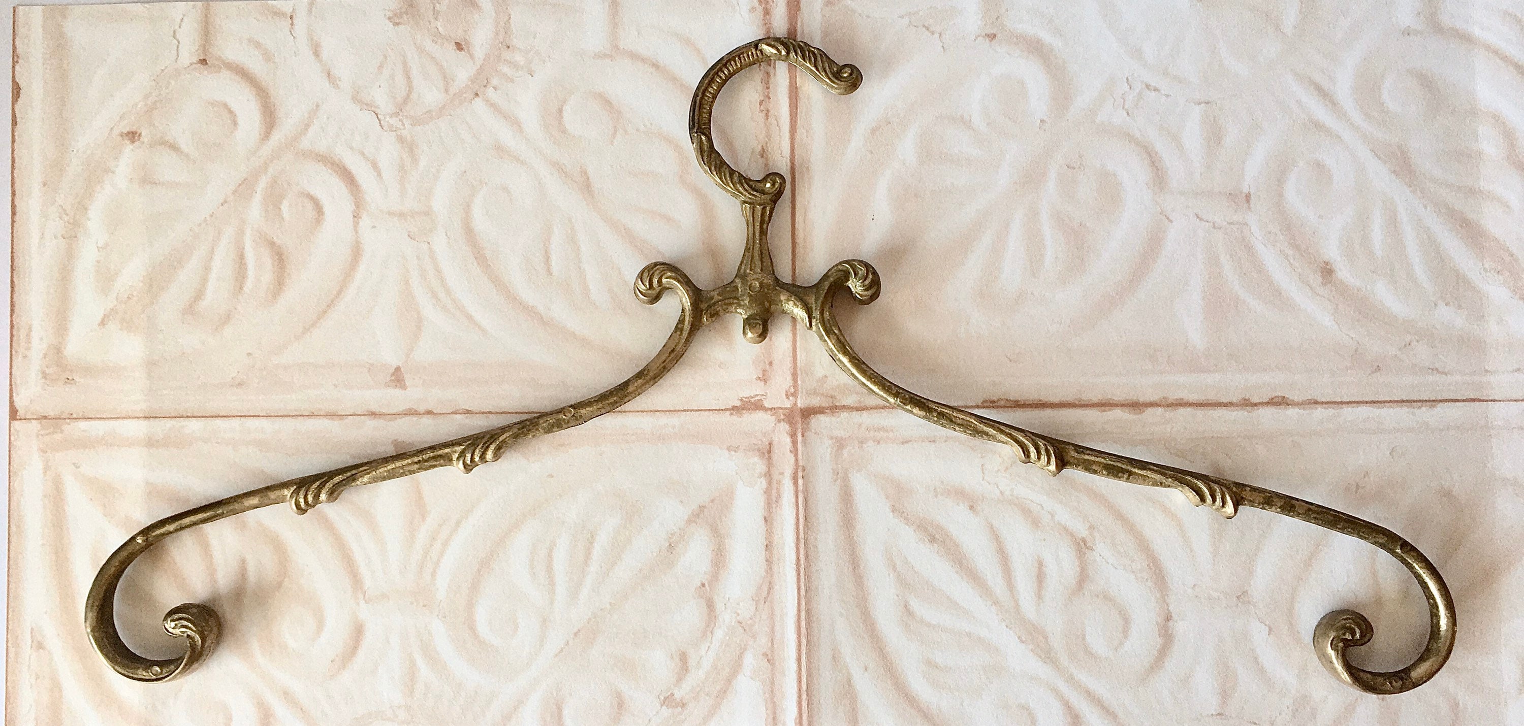 Vintage Clothes Hanger With Brass Hooks and Walnut Wood, Perfect for  Weddings and Scarf Display 