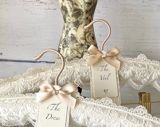 Wedding Dress and Veil Set with Handmade Labels