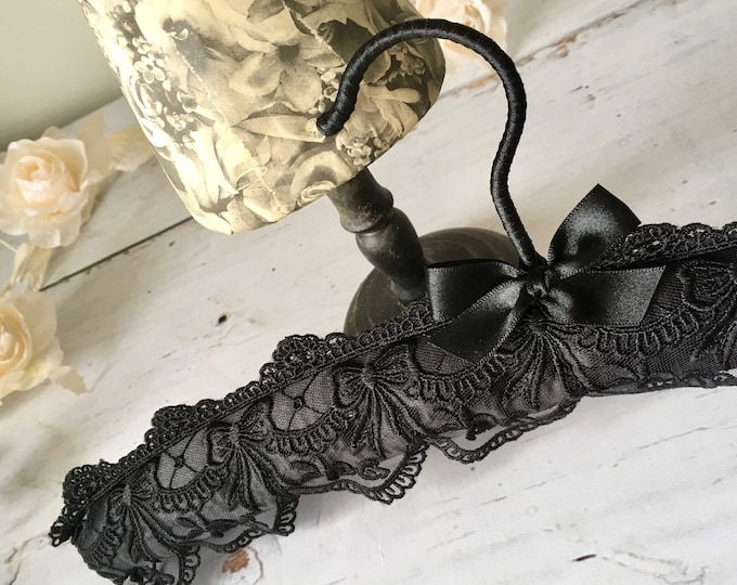 Black Embroidered Lace Wedding Hanger
