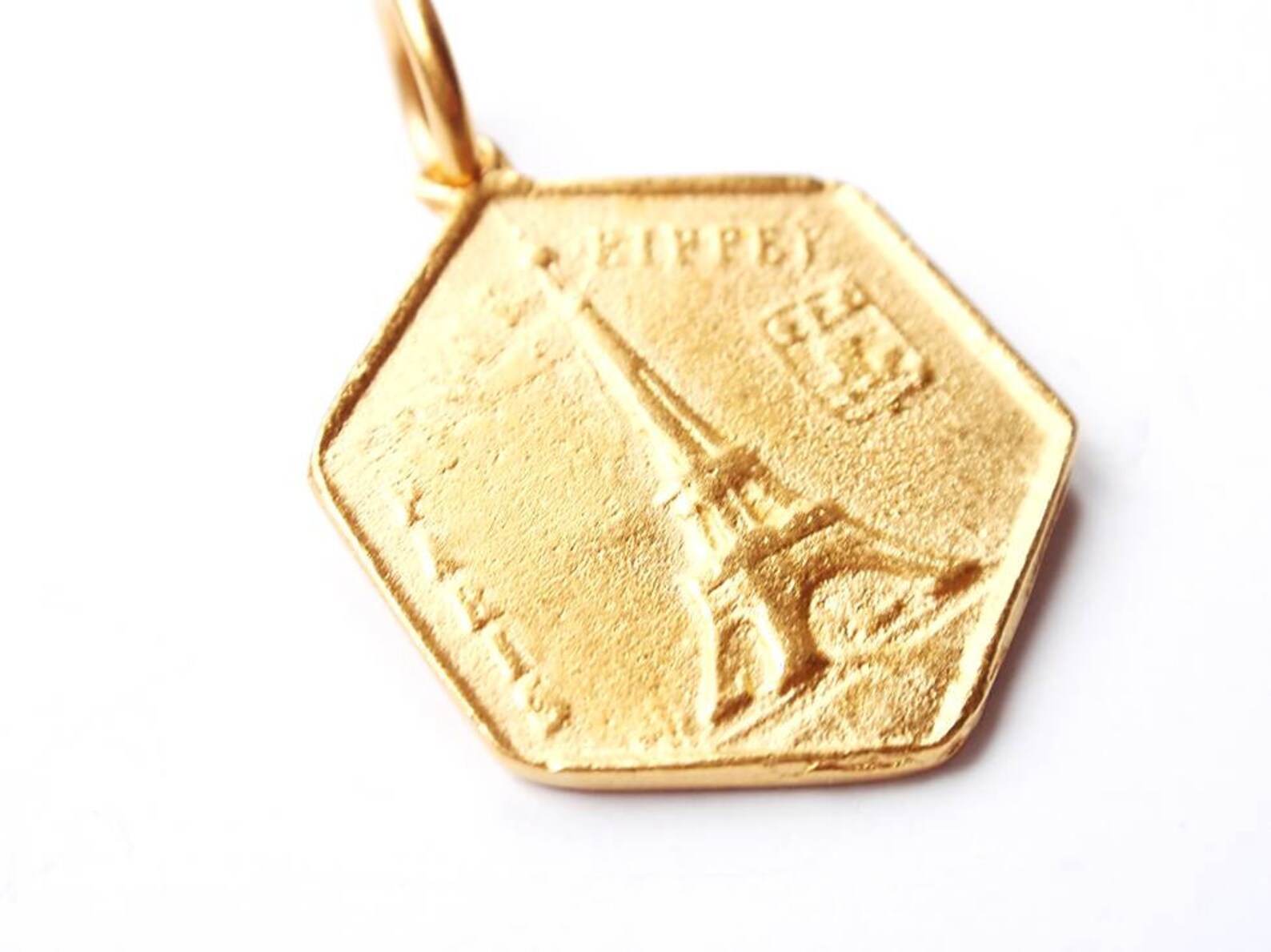 Gold Eiffel Tower Charm Parisian Charm Coin Jewelry Paris Etsy