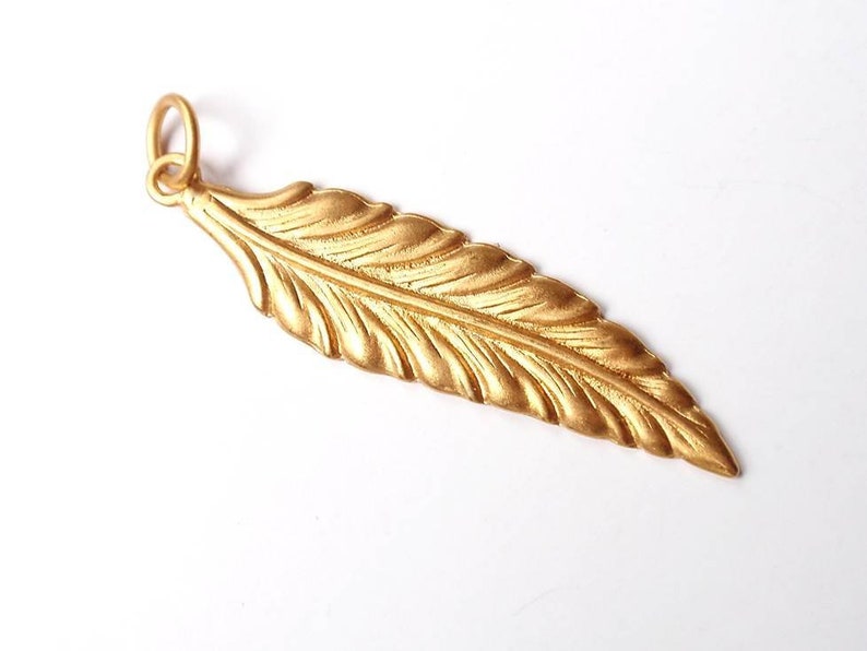 Gold Feather Pendant Feather Jewelry Feather Charm Gold Etsy