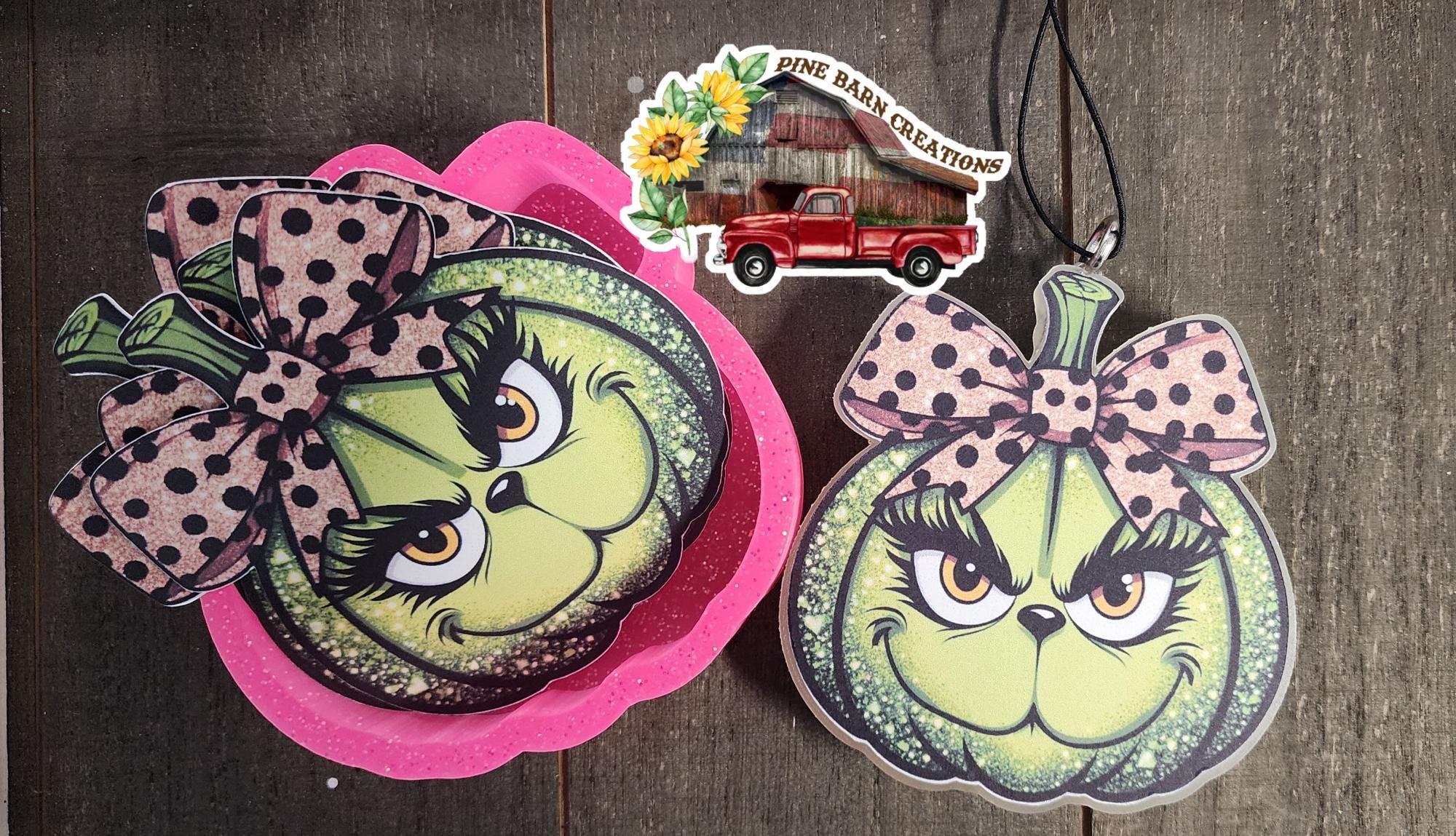 Grinchy pumpkin cardstock freshie mold