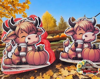 Fall latte Highland cow cardstock mold