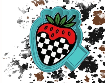 Checkered dipped strawberry Freshie mold housing STL