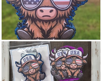 Patriotic cow freshie mold with cardstocks