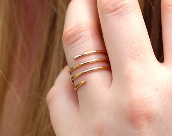 Spiral Ring - Coil Ring - Twisted Ring  - Minimalist Ring - Gold Ring for Women - Hammered Ring - Gold Ring - Gift for Her -