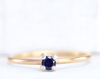 September Birthstone Ring - Stackable Rings - Lab Created Blue Sapphire Ring - Mothers Day Gift - Birthday - Rose Gold Filled - Silver Ring