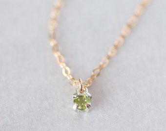 Dainty Peridot Necklace - Gemstone Necklace - Peridot Jewelry - August Birthstone Necklace