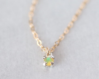 Dainty Opal Necklace - Gemstone Necklace - Opal Jewelry - October Birthstone