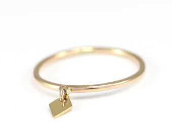 Charm Ring - Dangle Ring- 14K Gold Filled - Sterling Silver Ring - Dainty Stacking Band  Gift for Her - Minimalist Jewelry Promise Birthday