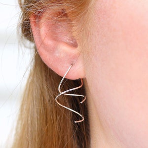 Threader Earrings Sterling Spiral Earrings Dangle Earrings  Statement Earrings  Silver Threader  Gold Spiral Earrings Twisted Earring