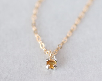 Dainty Citrine Necklace - Gemstone Necklace - Citrine Jewelry - November Birthstone Necklace