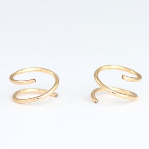 Huggie Earrings Spirals Earrings Small Gold Hoop Earrings 14K Gold Earrings Hug Hoops Open Hoop Silver Rose Gold Hoops Tiny Hoop Earrings image 1