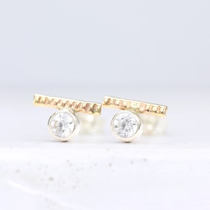 Tiny Stud Earrings | Sterling Silver Earrings 14K Earrings Minimalist Earrings Dainty Rose Gold Earrings Bridesmaid CZ Earrings