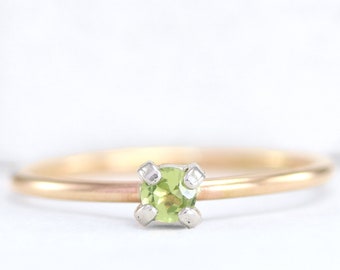 Peridot Ring Band - Green Stone - August Birthstone - Jewelry - 14K  Gold Filled Ring - Stackable Ring - Gift For Her - Rings for Women