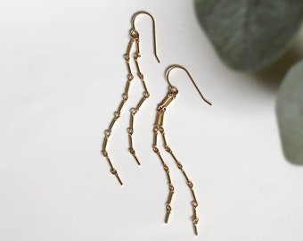 Long Chain Earrings - Silver Earrings- 14K Gold Earrings - Gold Filled Earrings