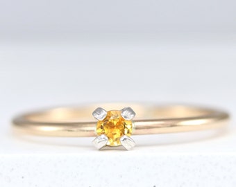 Citrine Ring Band - Citrine Jewelry - November Birthstone - Citrine Gold Ring - Stackable Ring - Gift For Her - Rings for Women - Orange