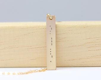 Morse Code Necklace - Morse Code Jewelry - Necklace Morse Code  Sterling Silver - Gift For Her - Personalized Necklace Vertical Bar Necklace