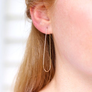 Simple Teardrop Hoop Earrings - Minimalist Hoop Earrings - Silver Hoop Earrings