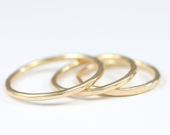 Sterling Silver Hammered Ring Band -  Stacking Rings- Thin Stacking Rings -Gold Stack Ring -Knuckle Ring -Hammered Ring - Silver