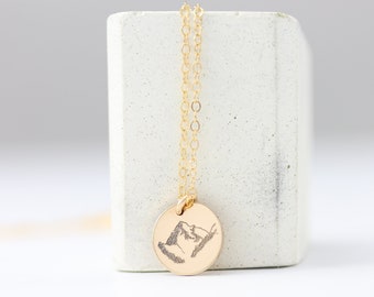 Mountain Necklace Sterling Silver - Simple Gold Mountain Bar Necklace -  Pendant Necklace -  Gold Necklace - Mama Gift