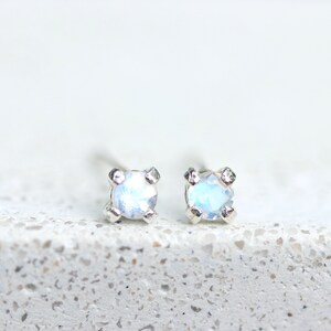 Gemstone Stud Earrings - Moonstone Studs - Silver Earrings - Stud Earrings - Opal Silver Earrings - Silver Opal Earrings Lapis