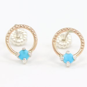 Circle Gem Studs - Stud Earrings - Opal Earrings - Turquoise Earrings