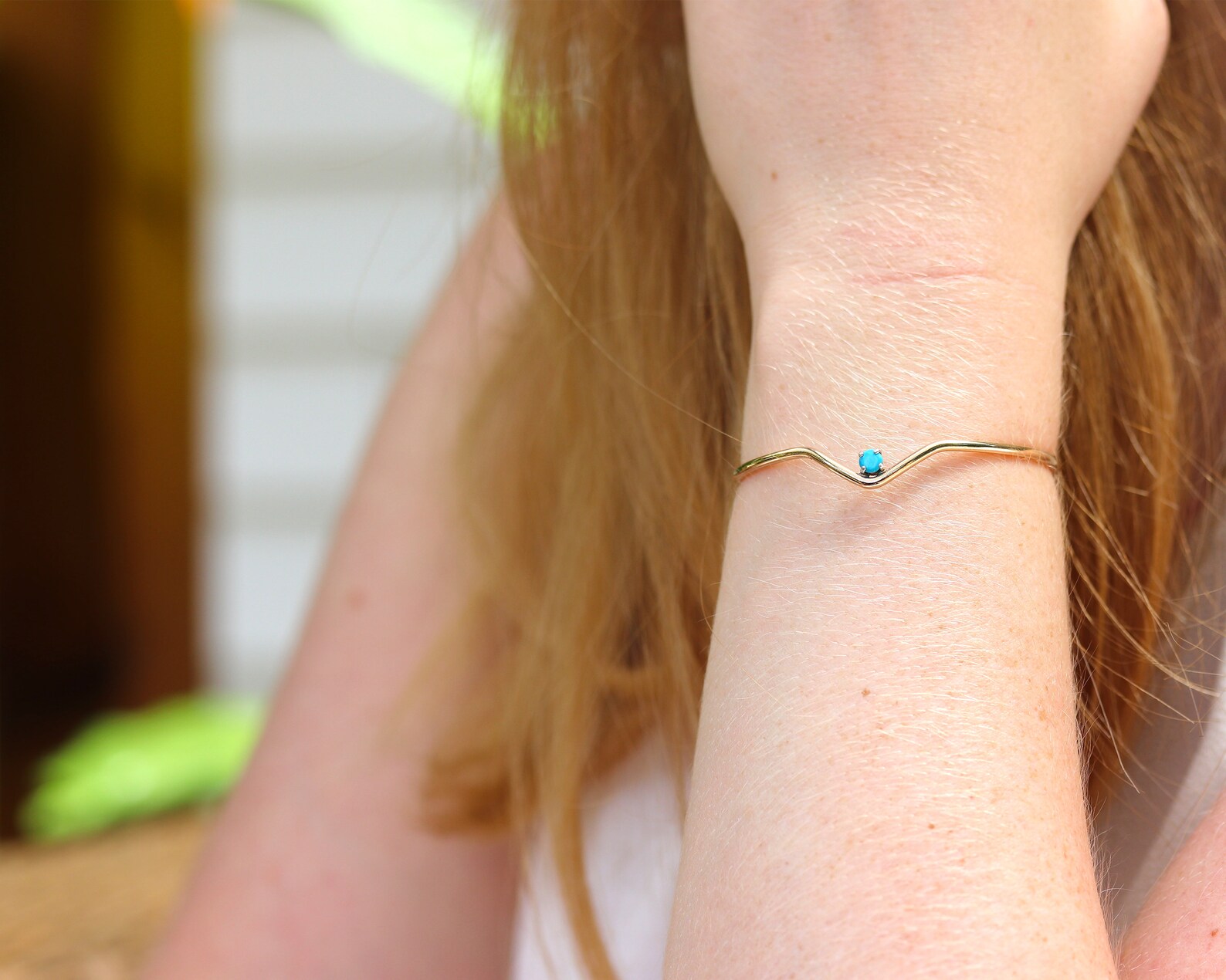 Chevron Gem Cuff Opal Bracelet Cuff 14K Gold Filled Cuff Etsy