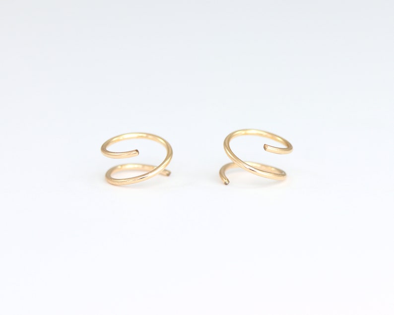 Huggie Earrings Spirals Earrings Small Gold Hoop Earrings 14K Gold Earrings Hug Hoops Open Hoop Silver Rose Gold Hoops Tiny Hoop Earrings image 1