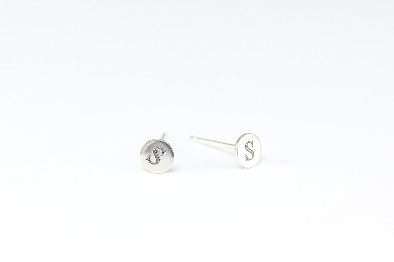 Initial Earrings Stud Earrings Dainty Statement Earrings Sterling Silver Earrings Minimalist Earrings Stud Earrings Sterling Silver image 6