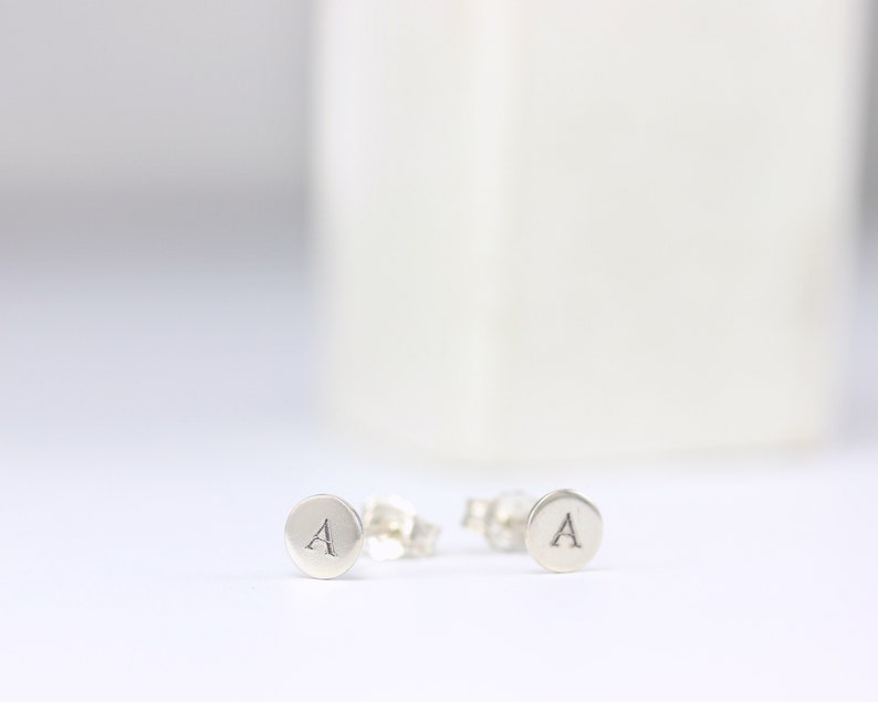 Initial Earrings Stud Earrings Dainty Statement Earrings Sterling Silver Earrings Minimalist Earrings Stud Earrings Sterling Silver image 2