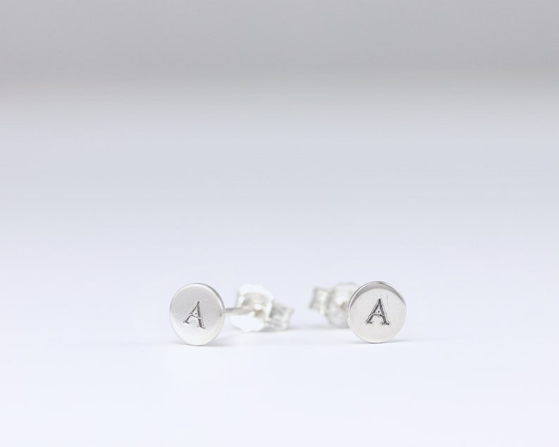 Initial Earrings Stud Earrings Dainty Statement Earrings Sterling Silver Earrings Minimalist Earrings Stud Earrings Sterling Silver image 4