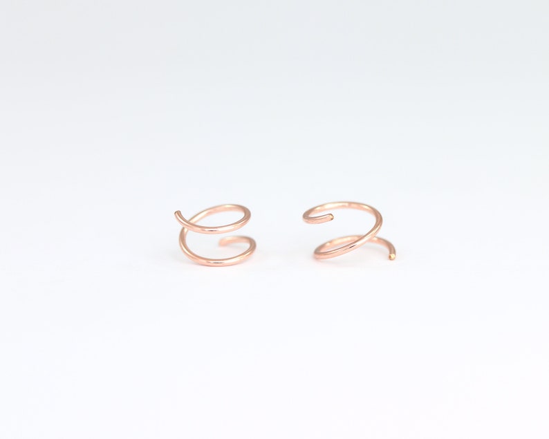 Huggie Earrings Spirals Earrings Small Gold Hoop Earrings 14K Gold Earrings Hug Hoops Open Hoop Silver Rose Gold Hoops Tiny Hoop Earrings image 3