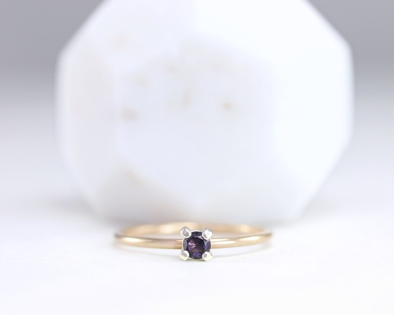 February Birthstone Ring Birthstone Rings Stackable Rings Amethyst Ring Gemstone Ring Sterling Silver Ring Rose Gold Filled image 3