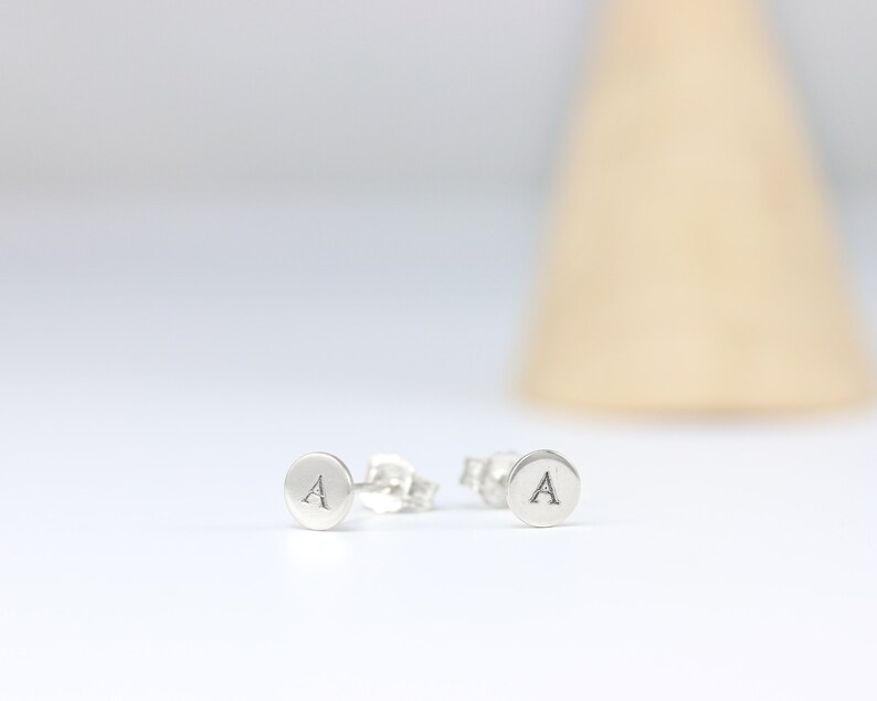 Initial Earrings Stud Earrings Dainty Statement Earrings Sterling Silver Earrings Minimalist Earrings Stud Earrings Sterling Silver image 3