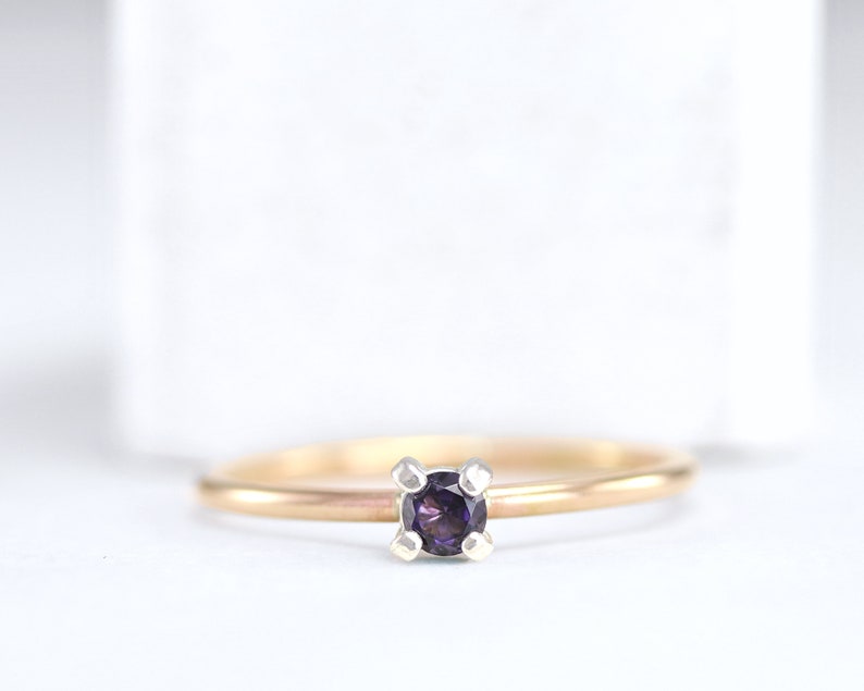 February Birthstone Ring Birthstone Rings Stackable Rings Amethyst Ring Gemstone Ring Sterling Silver Ring Rose Gold Filled image 2