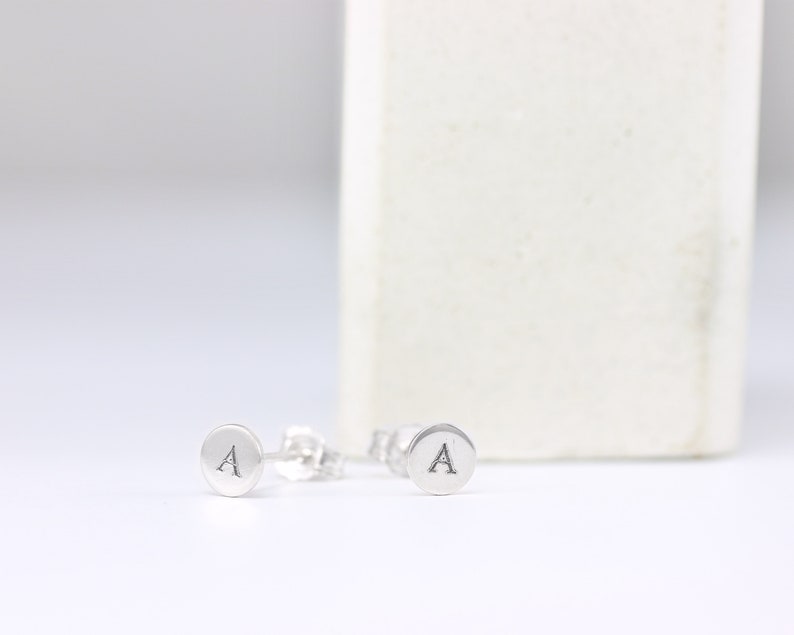 Initial Earrings Stud Earrings Dainty Statement Earrings Sterling Silver Earrings Minimalist Earrings Stud Earrings Sterling Silver image 5