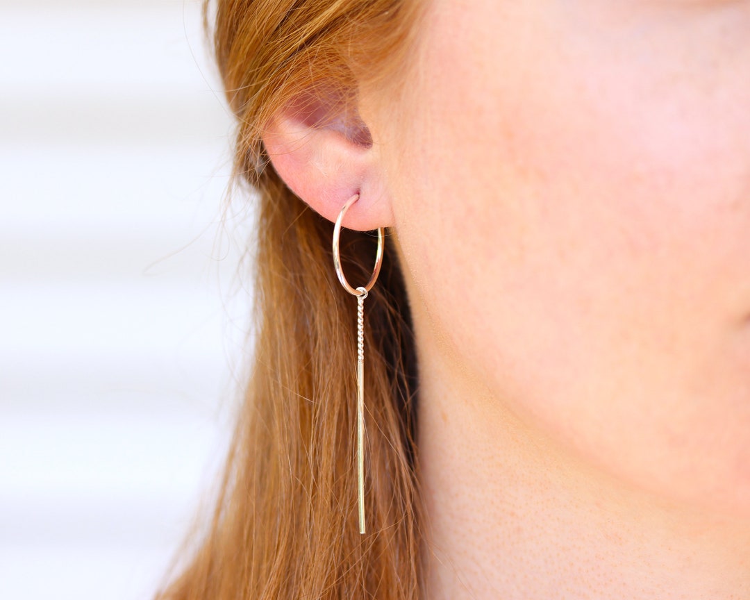 Hoop and Stick Earrings Hoop Earrings Gold Earrings Rose Etsy