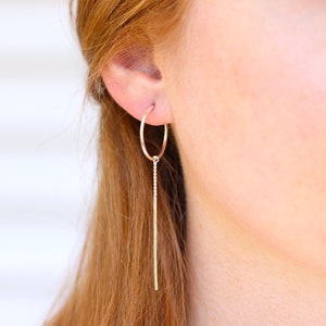 Hoop and Stick Earrings - Hoop Earrings - Gold Earrings - Rose Gold Hoops - Gold Filled Hoops - Sterling Silver Earrings