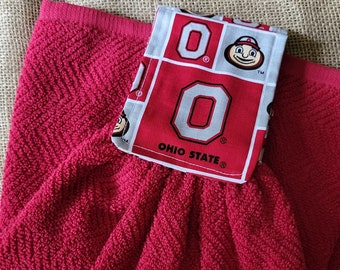 2 Hanging Hand Towels - Ohio State Logo on Deep Red