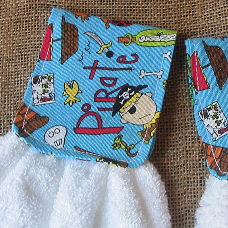 2 Boats, Pirates and Swords Bathroom Hand Towel Set image 2